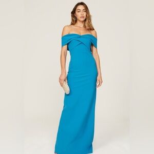Sachin &‎ Babin Bacall Strapless Evening Gown Blue Womens 12